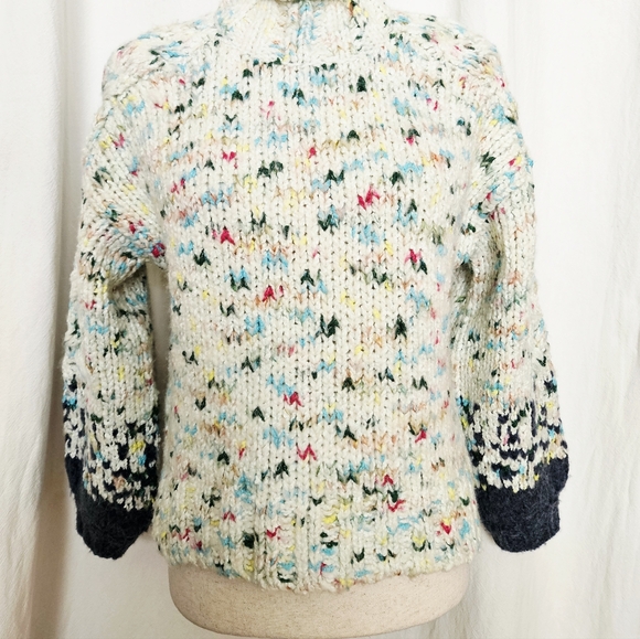 Anthropologie Sweaters - Anthropologie Gaia Sweater XXS COZY Blue Chunky Knit Confetti NWT Mock Neck